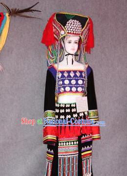 Chinese Traditional Ethnic Miao National Costumes Complete Set for Women