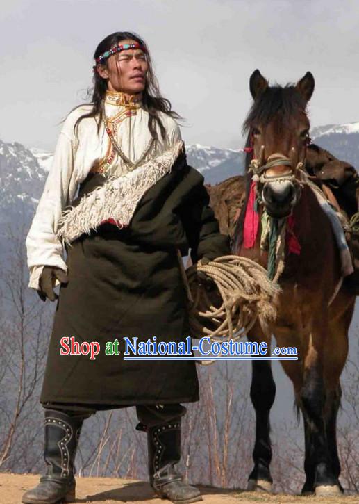 Tibetan Traditional Ethnic National Costumes Complete Set for Men