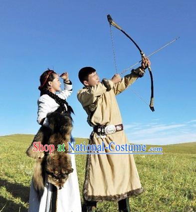 Mongolian Traditional Ethnic National Costumes Complete Set for Men