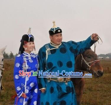 Mongolian Traditional Ethnic National Costumes Complete Set for Men