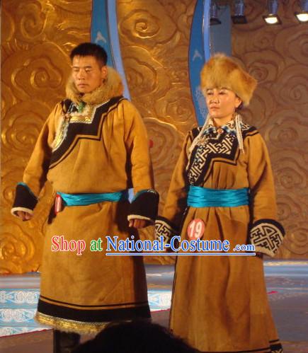 Mongolian Traditional Ethnic National Costumes Complete Set for Men