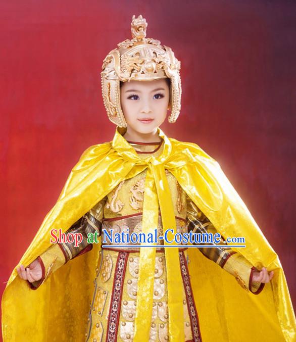 Supreme Chinese Kids Emperor Armor Costumes Complete Set for Women