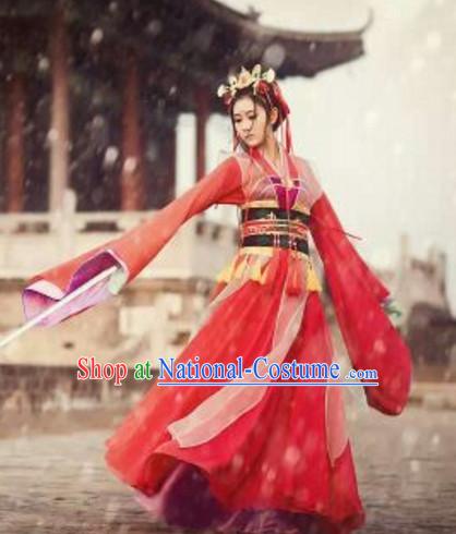 Top Chinese Traditional Swordwoman Costumes Complete Set for Women