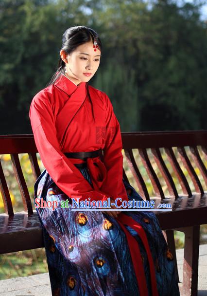 Ancient Chinese Han Dynasty Peacock Clothing Chinese National Costumes Ancient Chinese Costume Traditional Chinese Clothes Complete Set for Women Girls