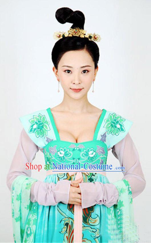 Top Chinese Ancient Tang Dynasty Empress Costume in Women s Theater and Reenactment Costumes Ancient Chinese Clothes and Hair Jewelry Complete Set for Girls Children Adults