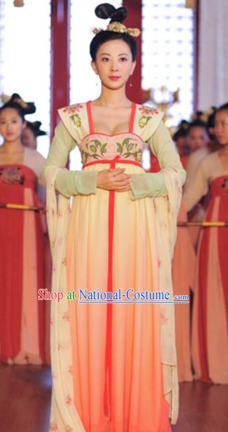 Top Chinese Ancient Tang Dynasty Empress Costume in Women s Theater and Reenactment Costumes Ancient Chinese Clothes and Hair Jewelry Complete Set for Girls Children Adults