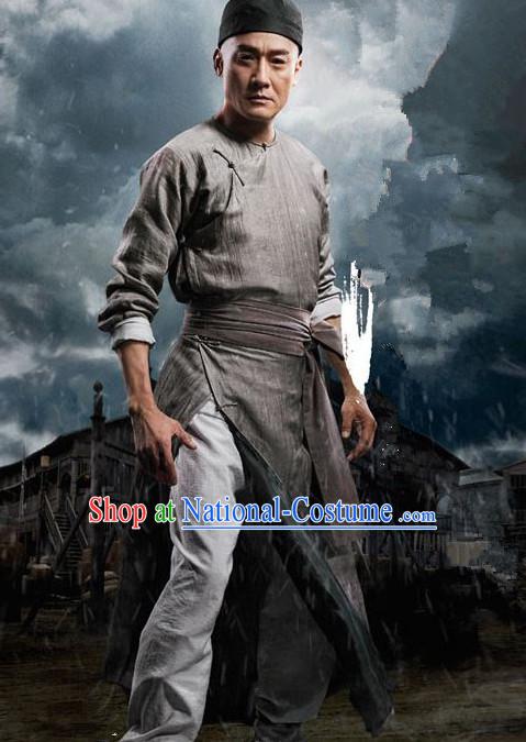 Ancient Chinese Kung Fu Men s Clothing _ Apparel Chinese Traditional Dress Theater and Reenactment Costumes Complete Set for Men