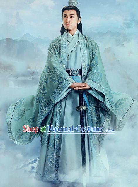 Ancient Chinese Guzhuang Men s Clothing _ Apparel Chinese Traditional Dress Theater and Reenactment Costumes and Coronet Complete Set for Men