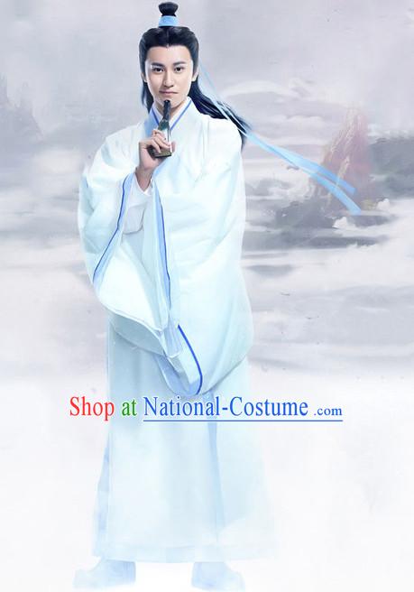 Ancient Chinese Guzhuang Men s Clothing _ Apparel Chinese Traditional Dress Theater and Reenactment Costumes and Coronet Complete Set for Men