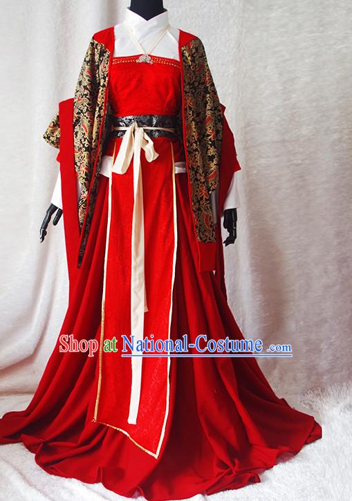 Chinese Ancient Han Fu Noblewoman Clothing Robes Tunics Accessories Traditional China Clothes Adults Kids