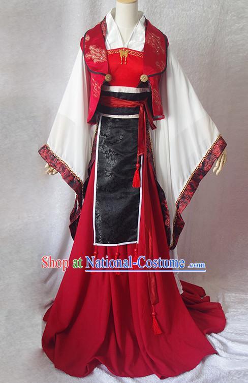 Chinese Ancient Han Fu Noblewoman Clothing Robes Tunics Accessories Traditional China Clothes Adults Kids