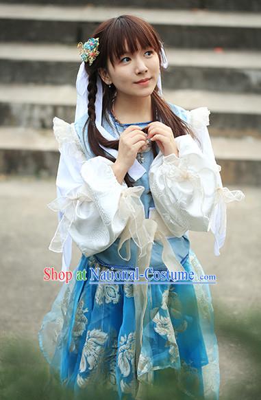 Chinese Ancient Han Fu Fairy Clothing Robes Tunics Accessories Traditional China Clothes Adults Kids