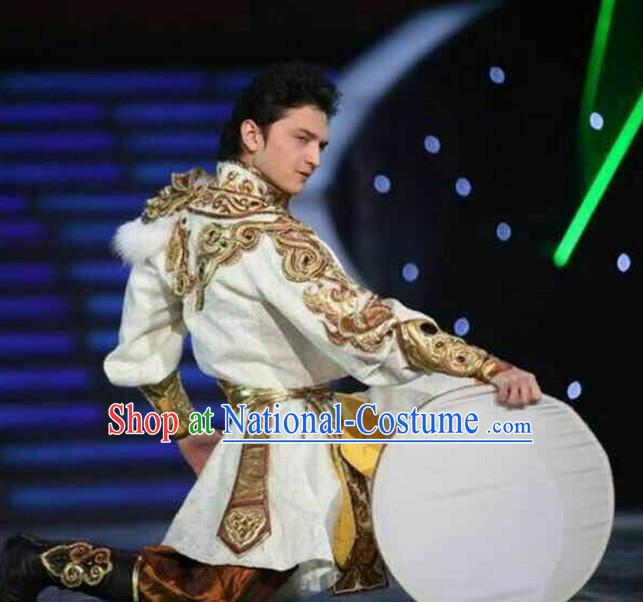 Chinese Traditional Fan Dance Costumes Customized Dance Dresses Dancing Wear Complete Set for Men