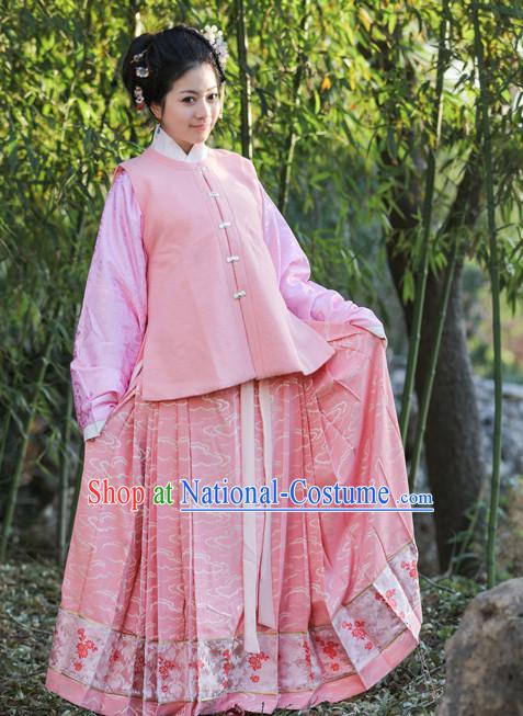 Chinese Ming Dynasty Hanfu Dress China Hanfu Costume Histroical Dresses Traditional Hanfu Wedding Ceremony Chinese Culture Clothing Complete Set