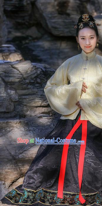 Chinese Ming Dynasty Hanfu Dress China Hanfu Costume Histroical Dresses Traditional Hanfu Wedding Ceremony Chinese Culture Clothing Complete Set