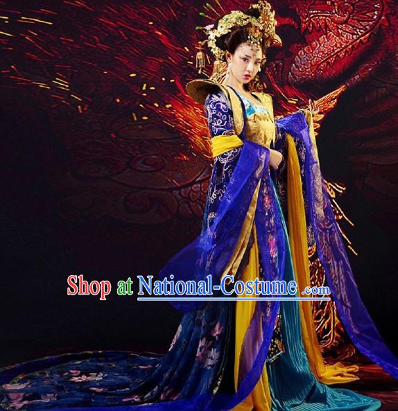 Chinese TV Drama Princess Costume Ancient Theatrical Costumes Historical Clothing and Hair Jewelry Complete Set for Women