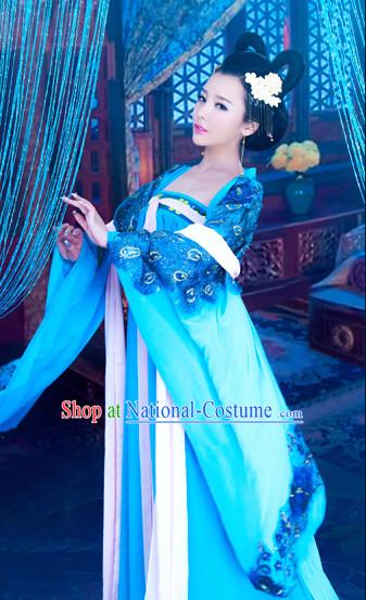 Chinese TV Drama Princess Costume Ancient Theatrical Costumes Historical Clothing and Hair Jewelry Complete Set for Women