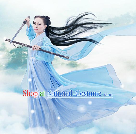 Chinese TV Drama Beauty Costume Ancient Theatrical Costumes Historical Clothing and Hair Jewelry Complete Set for Women