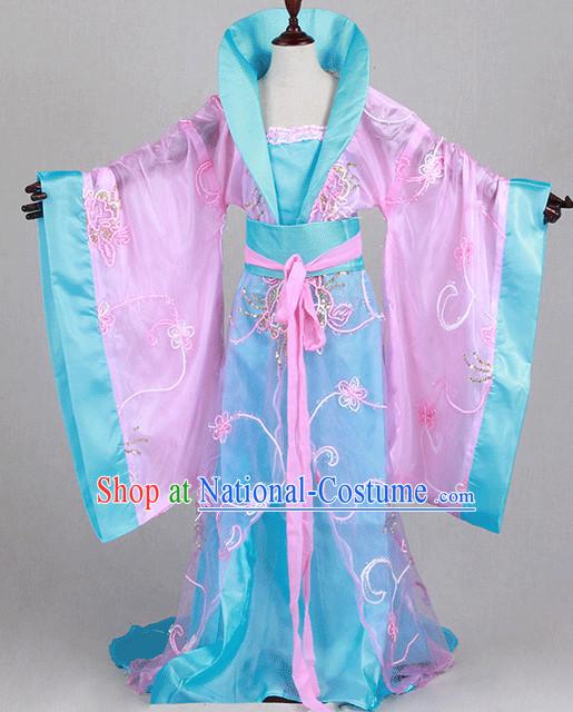 Chinese TV Drama Beauty Costume Ancient Theatrical Costumes Historical Clothing and Hair Jewelry Complete Set for Kids