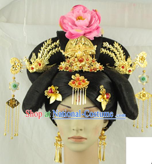 Traditional Chinese Style Black Wigs and Hairpins for Women