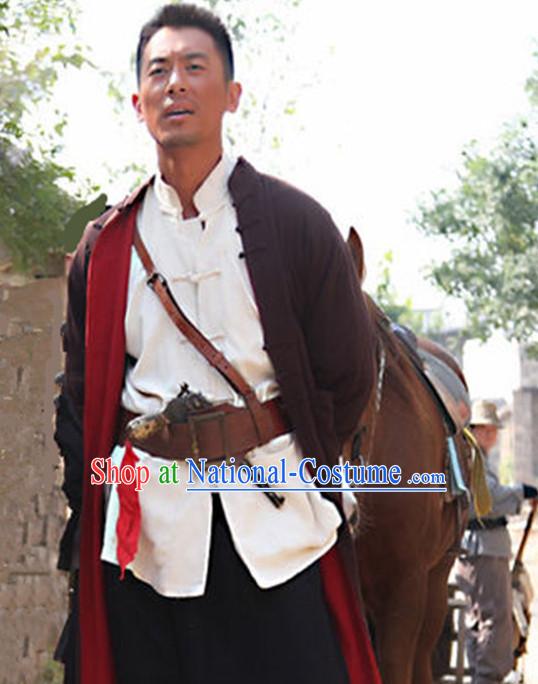 Chinese Liberation Men Traditional Dress Theater and Reenactment Clothes Complete Set