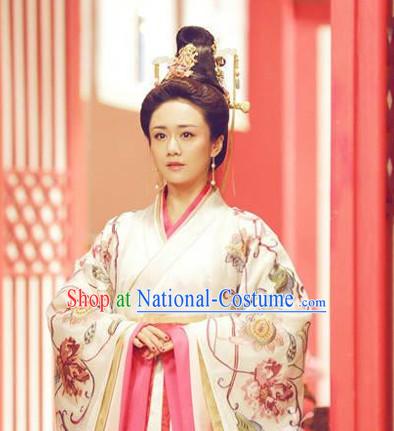 Top Chinese Ancient Empress Women s Clothing _ Apparel Chinese Traditional Dress Theater and Reenactment Costumes and Hat Complete Set