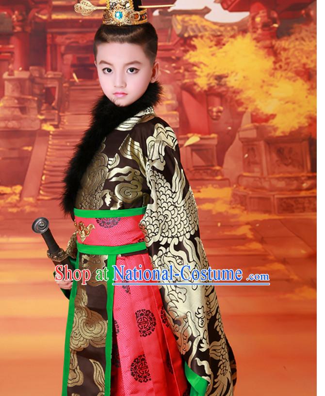 Ancient Chinese Prince Dress Emperor Costumes Dragon Robe and Hat Crown Complete Set for Men