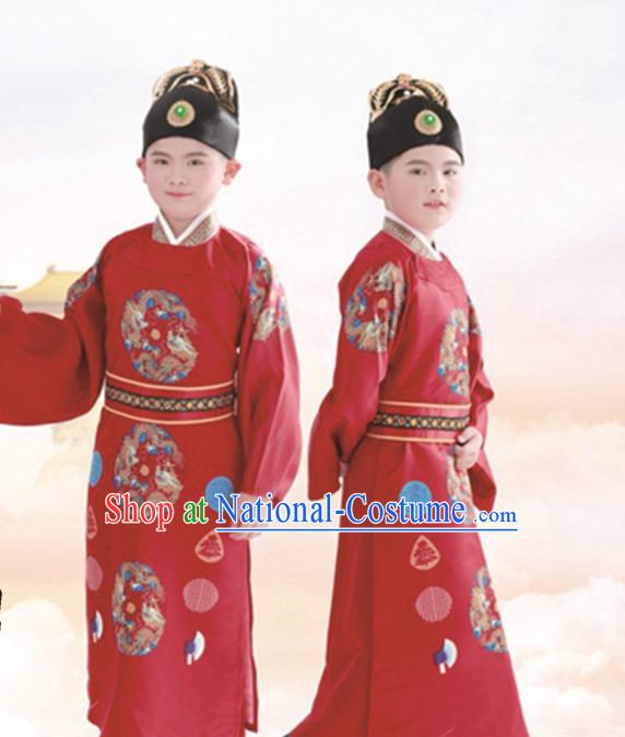 Ancient Chinese Prince Dress Emperor Costumes Embroidered Dragon Robe and Hat Crown Complete Set for Men