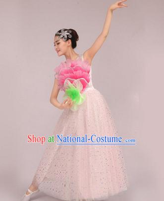 Chinese Peony Dance Costume Dance Costumes Fan dance Umbrella Ribbon Fans Water Sleeve Dancer Dancing Costumes Complete Set