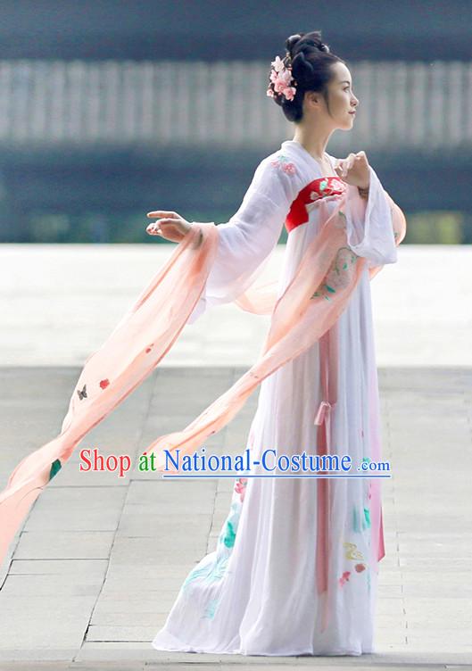 Chinese Traditional Hanfu Dress Ancient Chinese Lady Costumes and Headpieces Complete Set for Women Girls