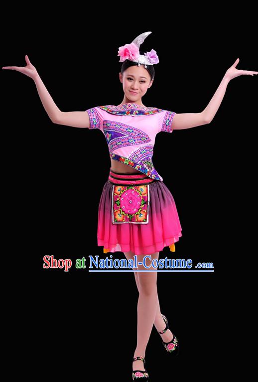 Happy Festival Chinese Minority Dress Miao Uniform Traditional Stage National Costume Sale