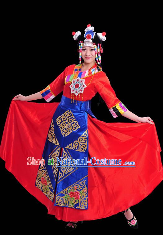 Happy Festival Chinese Minority Dress Tibetan Uniform Traditional Stage National Costume Sale