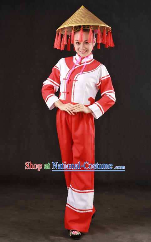 Happy Festival Chinese Minority Dress Miao Uniform Traditional Stage Ethnic National Costume Sale and Hat Complete Set