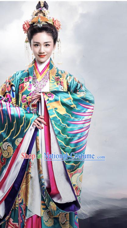 Top Chinese Ancient Empress Women s Clothing _ Apparel Chinese Traditional Dress Theater and Reenactment Costumes and Headwear Complete Set