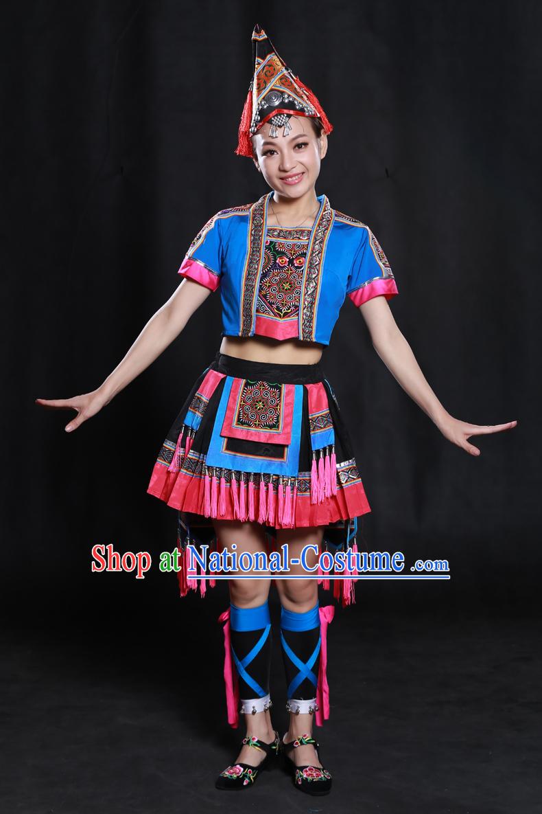 Happy Festival Chinese Minority Dress Uniform Traditional Stage Ethnic National Costume Sale Complete Set