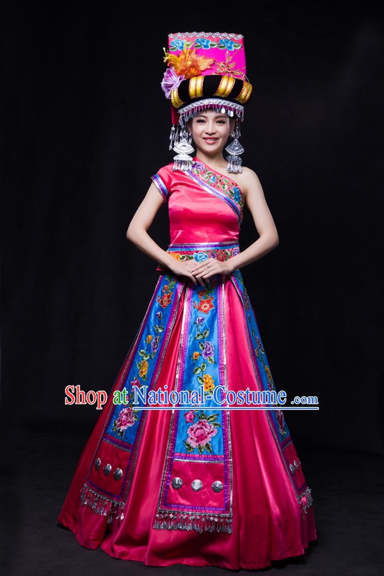 Happy Festival Chinese Minority Miao Dress Uniform Traditional Stage Ethnic National Costume Sale Complete Set