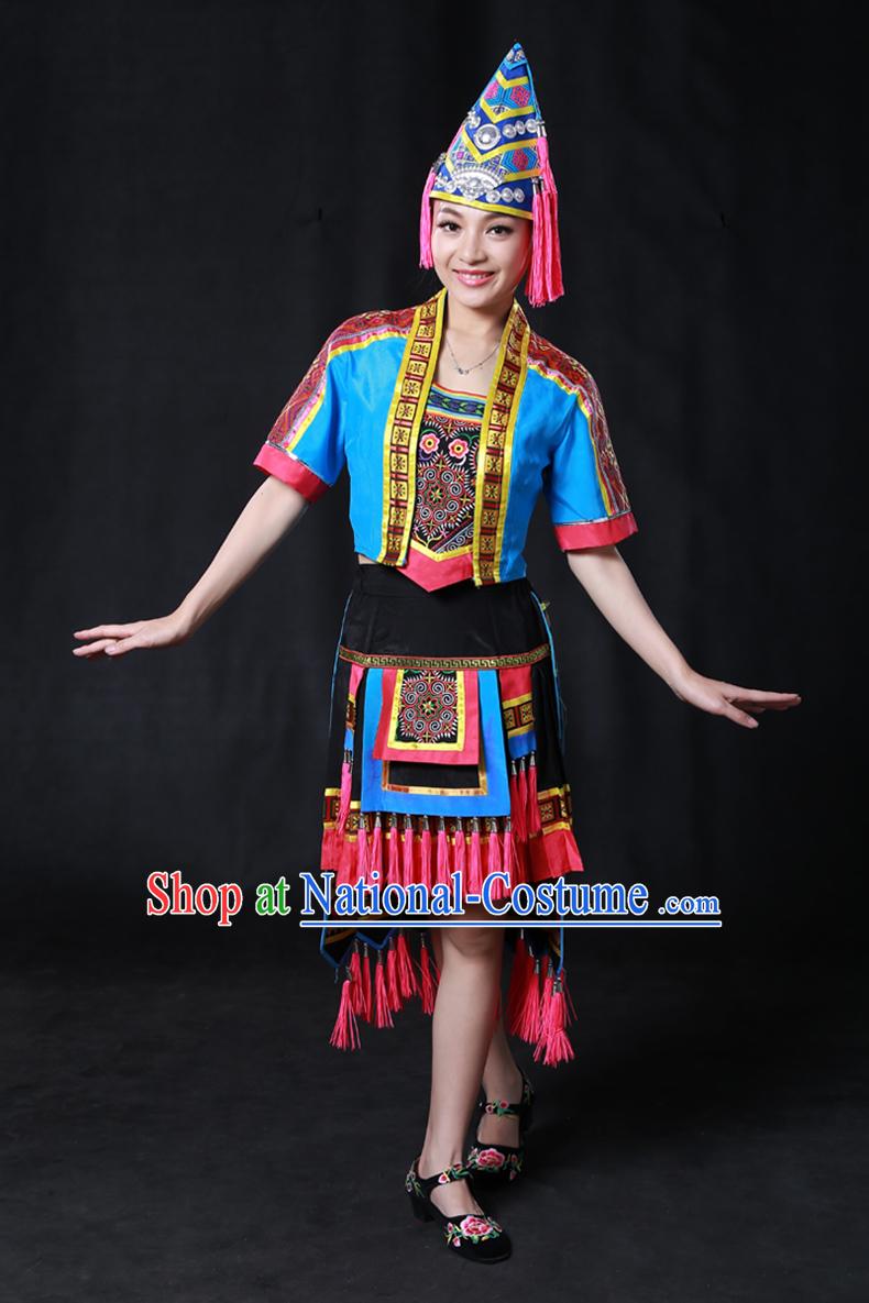 Happy Festival Chinese Minority Dress Uniform Traditional Stage Ethnic National Costume Sale Complete Set