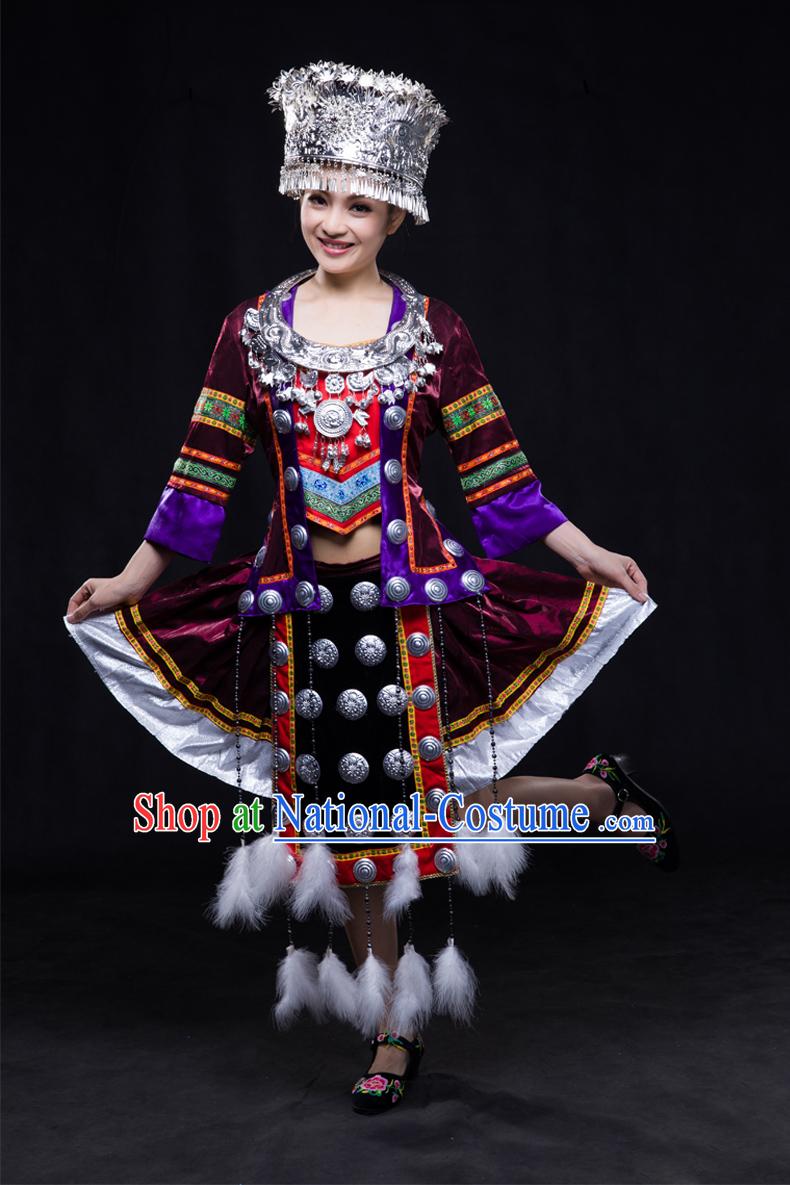 Happy Festival Chinese Minority Dress Miao Uniform Traditional Stage Ethnic National Costume Sale Complete Set