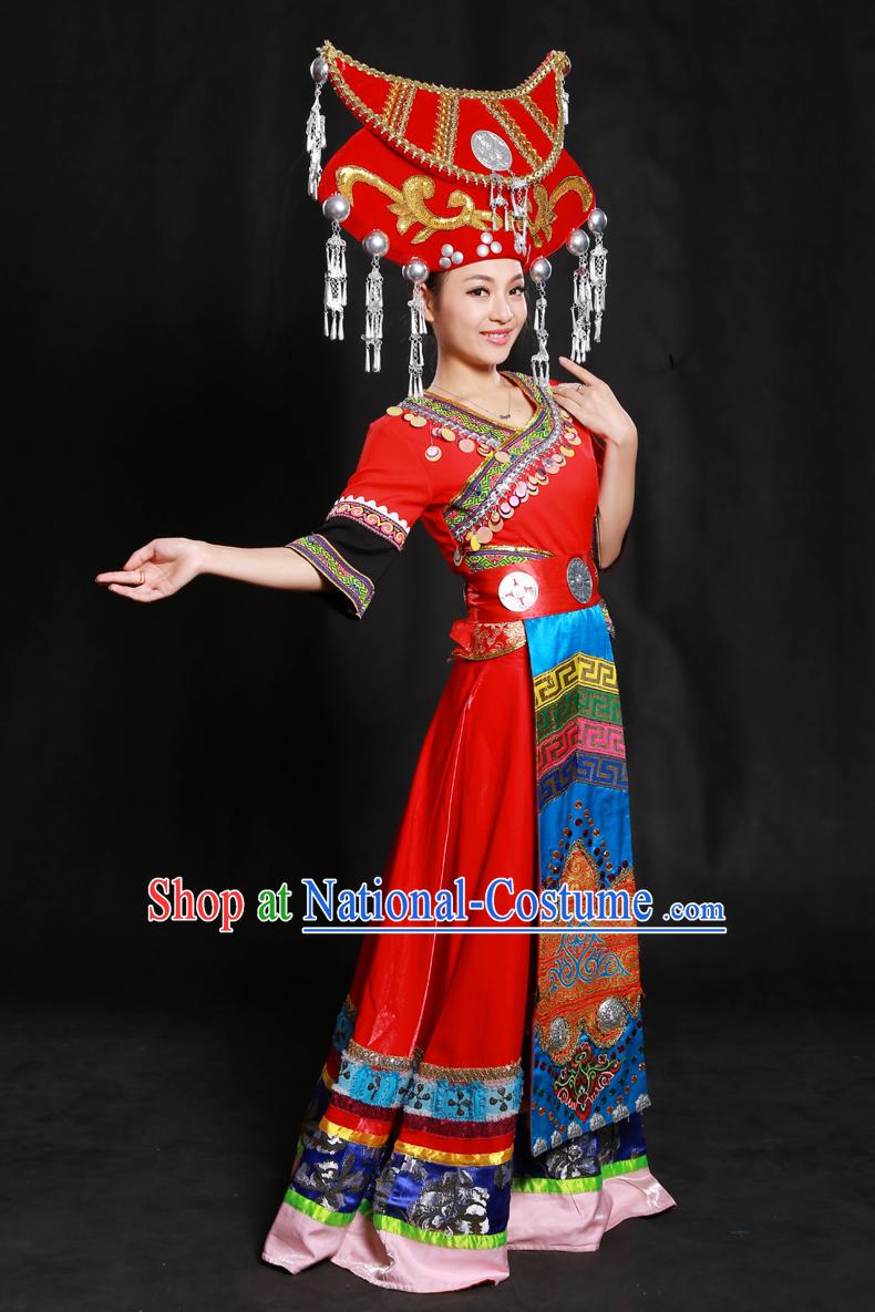 Happy Festival Chinese Minority Dress Miao Uniform Traditional Stage Ethnic National Costume Sale Complete Set