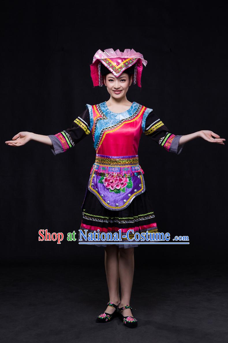 Happy Festival Chinese Minority Dress Uniform Traditional Stage Ethnic National Costume Sale Complete Set