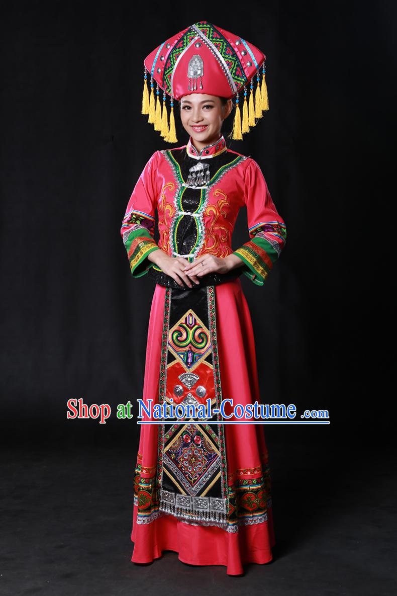 Happy Festival Chinese Minority Dress Uniform Traditional Stage Ethnic National Costume Sale Complete Set