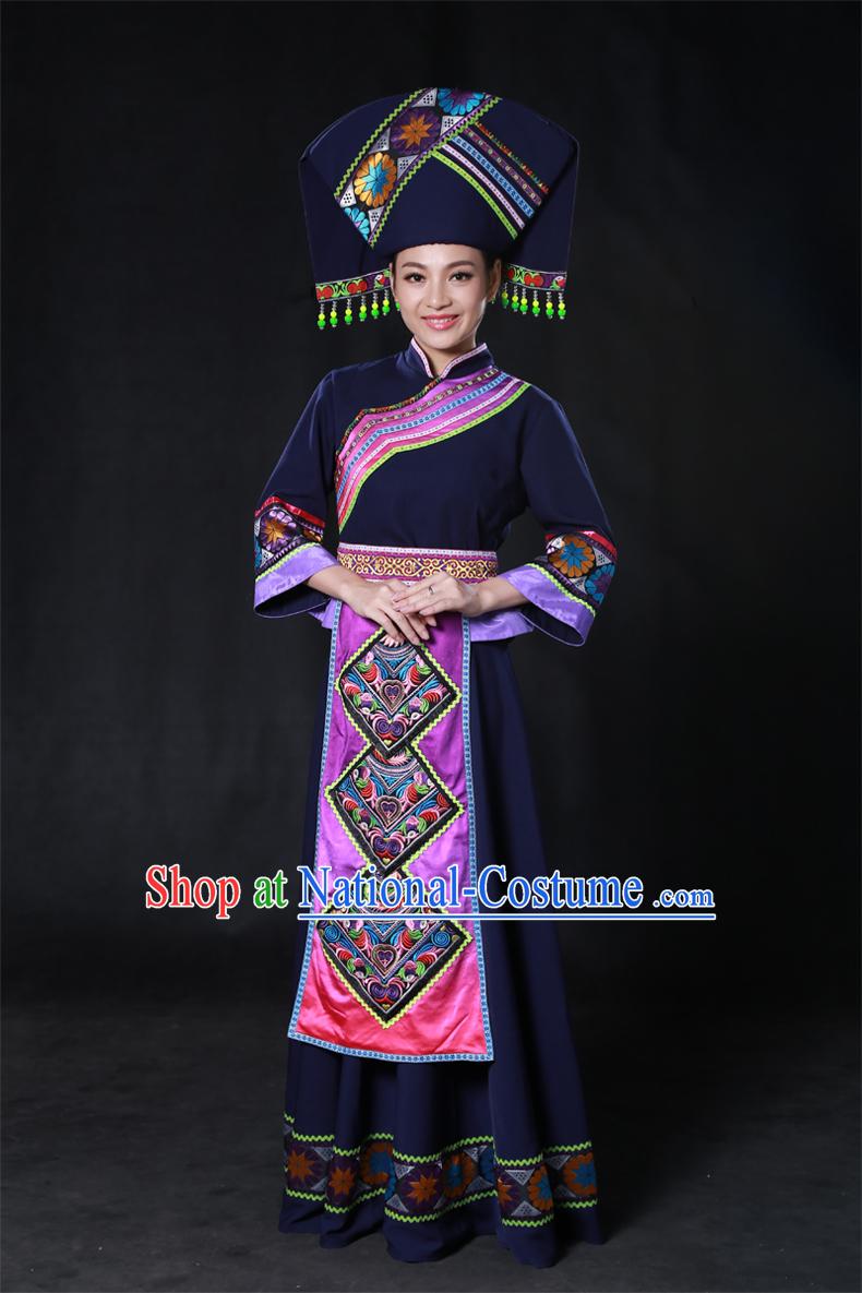 Happy Festival Chinese Minority Dress Uniform Traditional Stage Ethnic National Costume Sale Complete Set