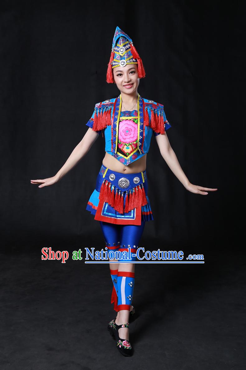 Happy Festival Chinese Minority Dress Uniform Traditional Stage Ethnic National Costume Sale Complete Set