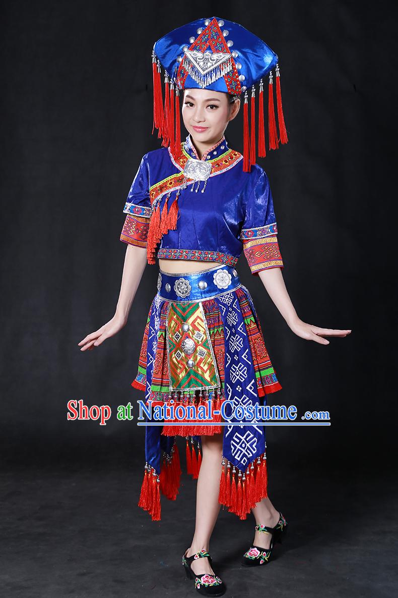 Happy Festival Chinese Minority Dress Uniform Traditional Stage Ethnic National Costume Sale Complete Set