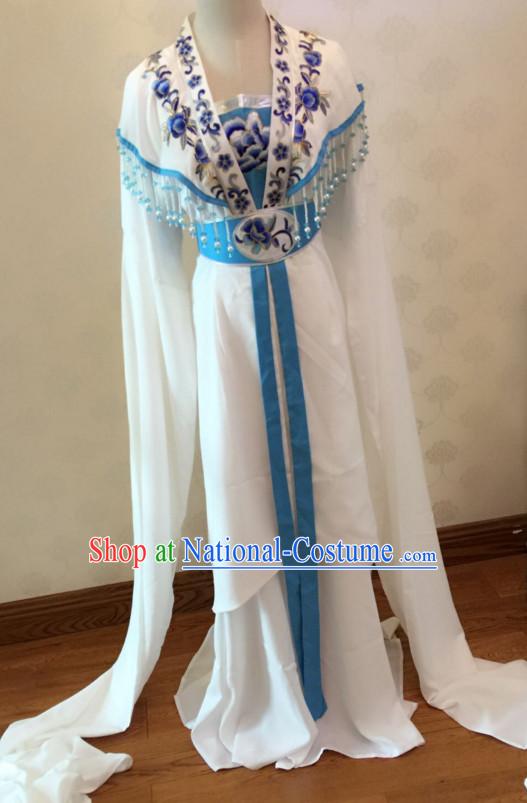 Chinese Yue Opera Long Sleeves Dance Costumes Huang Mei Opera Costume Complete Set for Women