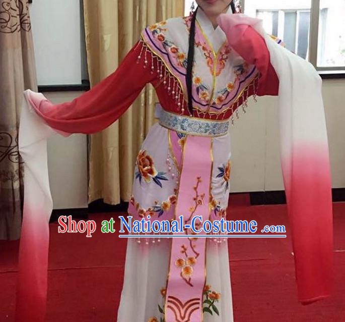 Chinese Yue Opera Long Sleeves Dance Costumes Huang Mei Opera Costume Complete Set for Women Girls Children Adults