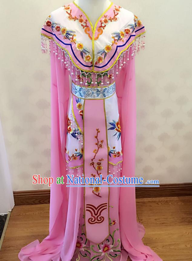 Chinese Classical Yue Opera Long Sleeves Dance Costumes Huang Mei Opera Costume Complete Set for Women Girls Children Adults