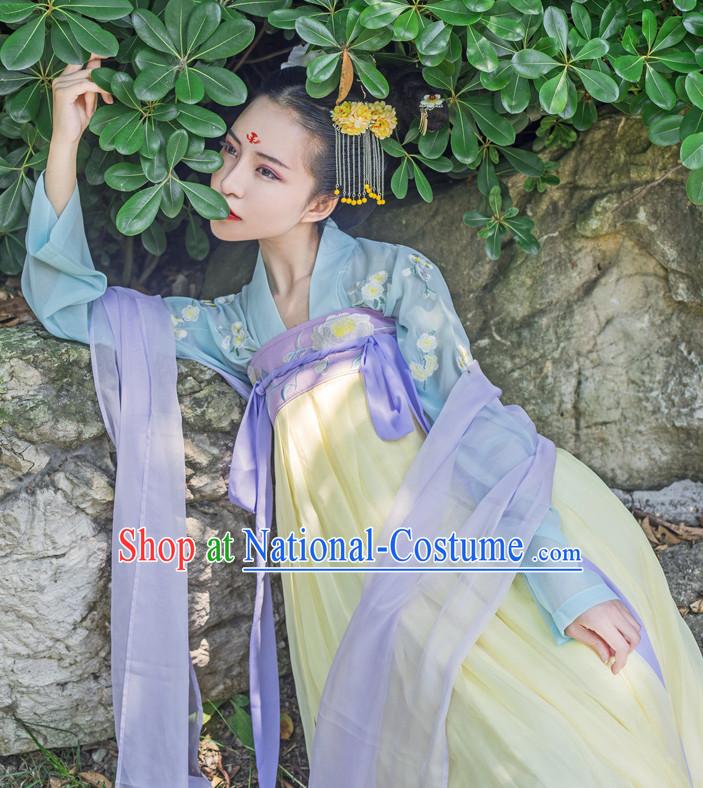 Asian Traditional High Quality Hanfu Tang Dynasty Clothes Costume Costumes Complete Set for Women Girls Children Adults