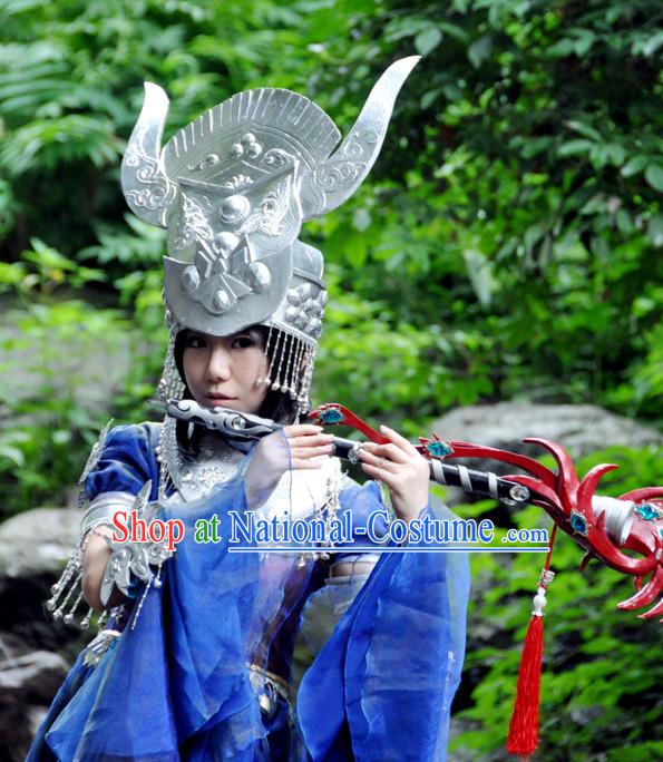 Top Chinese Traditional Armor Cosplay Suphero Supheroine Classical Headwear Hat