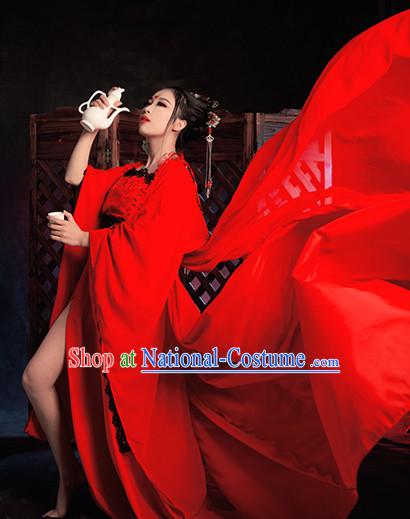 Top Red Chinese Imperial Royal Princess Traditional Wear Queen Dresses Fairy Cosplay Costumes Ideas Asian Cosplay Supplies Complete Set